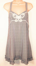 Rebecca Taylor Silk Appliqué Striped Sleeveless Dress Sun Dress Seersucker - $39.99