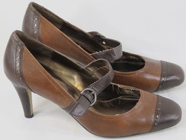 Rinaldi Brown Leather Mary Jane Shoes Size 10 M US Excellent Condition Sharp - £11.63 GBP