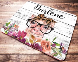 Personalized Pig Mouse Pad, Farmhouse Desk Accessories, Animal Mouse Pad, Pig Gi - £11.76 GBP