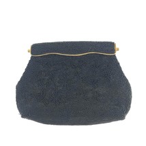 Vintage Mid Century Beaded Black Clutch Purse Handbag Evening Made In Ho... - £21.76 GBP