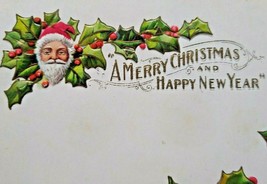 Christmas Postcard Santa Claus Holly Series 1 Nash Embossed Unused Vintage - £11.69 GBP