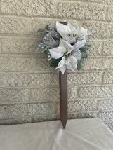 Christmas Cemetery Cross: Poinsettia grave flowers, Winter White Grave D... - $26.00