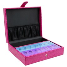 Decorebay Leather 7 Day AM/PM Pill &amp; Medication Organizer (Pink) - £23.24 GBP