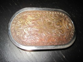 Vintage NICKEL PLATED WESTERN Cowboy Theme Rodeo Belt Buckle - £28.03 GBP