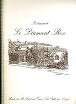 Restaurant Le Diamant Rose Menu La Colle sur Loup France signed Ettlinger Daniel - £72.81 GBP