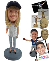 Personalized Bobblehead Female baseball fan chearing with with a thumb up hand s - £72.74 GBP