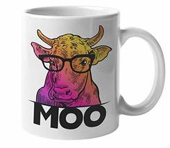Make Your Mark Design Moo. Cool Hipster Cow Portrait Coffee &amp; Tea Mug Fo... - £15.63 GBP+
