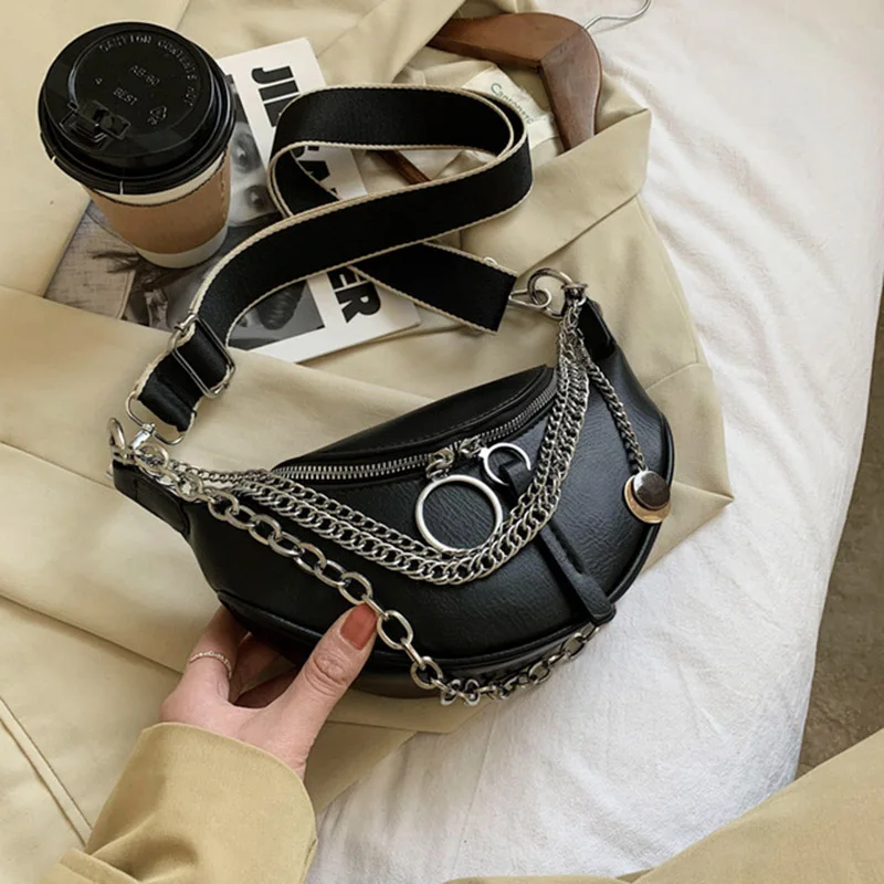  Chain Waist Belt Bag For Women Leather Crossbody Chest pack Waist Bags New Fash - $77.37