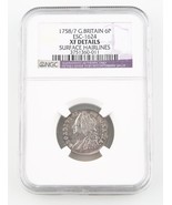 1758/7 Grande-Bretagne Six Pence Pièce Argent XF Détails NGC 6 Pence KM-... - $330.99 CAD
