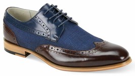 Genuine Coffee Brown Blue Two Tone Leather Handmade Lace Up Oxford Men S... - $149.99+