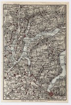1927 Original Vintage Map Of Vicinity Of Lugano Como Lake Italy Switzerland - £15.04 GBP