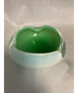 Seguso Murano Aqua Green Italian Art Glass Flower Bowl Dish Ashtray 4” Wide - £27.05 GBP