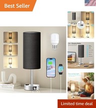 Versatile Black Nightstand Lamp with Dual USB Ports &amp; Dimmable Light - $45.00