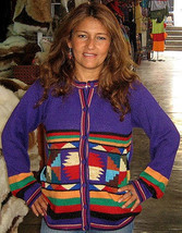 Colorful cardigan,jacket made of pure Alpacawool - £76.25 GBP