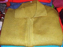 Green cardigan,pure Alpaca wool with ziper, jumper - $78.00