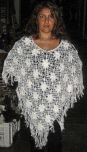 White crocheded Poncho, Alpacawool outerwear - £61.35 GBP