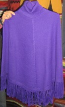 Purple turtleneck Poncho made of Alpaca wool, outerwear  - £91.13 GBP