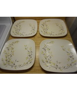 Vintage melmac square plates lot of 4 old plates with leaf design