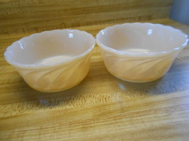 anchor hocking fire king peach lustre bowls lot of 2 ovenware bowls cereal bowls - £10.23 GBP