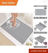 Versatile 24.8x15.8in Grey Non-Slip Shower Mat with Powerful Suction Cups - $39.55
