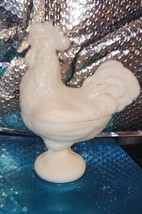 Vintage 9 Inch Standing Rooster Milk Glass Candy Dish Westmorland? Kitch... - £43.24 GBP