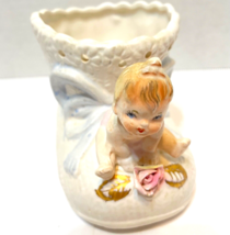 Vintage Napco Ware Nursery Baby On White Boot 3D Planter 4.5 x 3.25 inches - $19.13