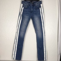 RSQ Jeans Seattle Skinny Tapered Mens 30 x 32 Blue White Leg Stripes 5-P... - $25.73