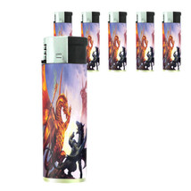Butane Refillable Electronic Lighter Set of 5 Dragon Design-008 Custom Legends - £12.42 GBP