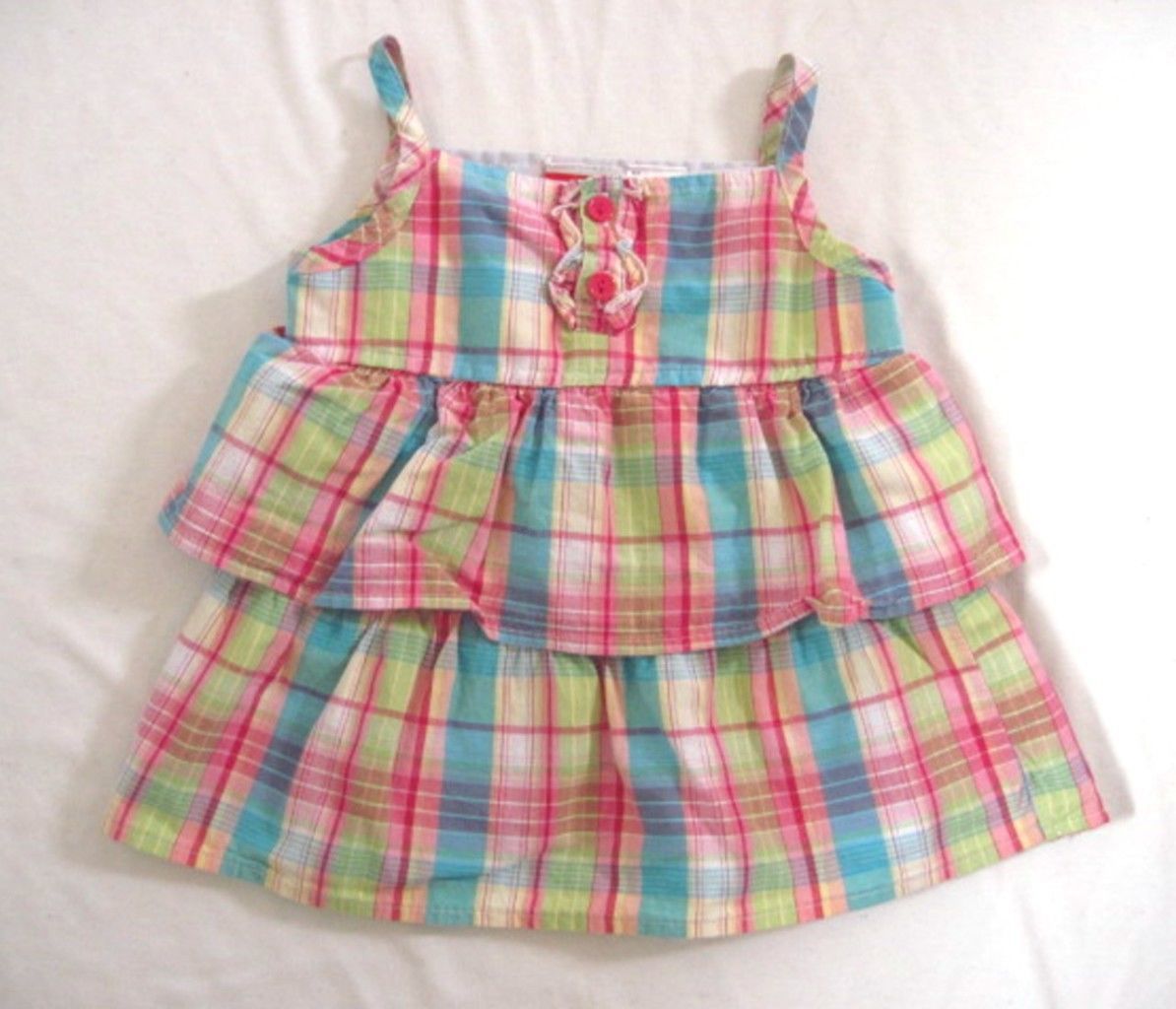 Baby Girl Size 24 Month Pink Plaid  Tiered Top Spaghetti Strap Baby Togs - $5.87