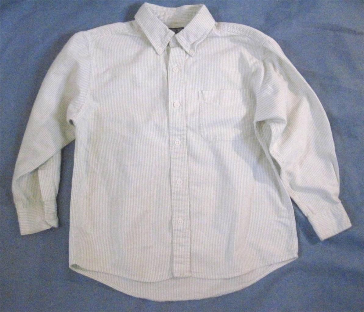 Boy Size 8 Light Green Pinstripe Casual Dress Shirt Cherokee Long Sleeve Cotton - $8.81