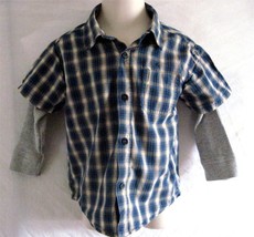 Blue Plaid Layered Look Shirt   Faded Glory Baby Boy Size 24 Month  Buttons - $7.44