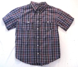 Boy Size  XL 14-16 Navy Plaid Shirt Faded Glory Short Sleeve Buttons Cotton - $8.81