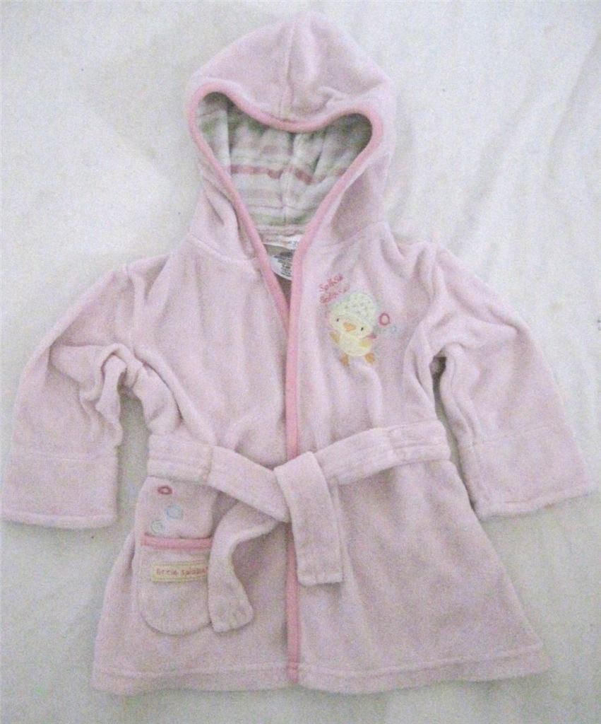 Baby Girl size 0-9 Months Carter's  Pink  Hooded Bath Robe  Belted Long Sleeve - $8.12