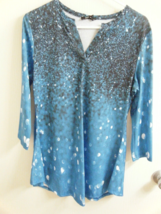 Nwt Lily By Firmlana Blue White Black Bubble Design Medium 3/4 Sleeve #7860 - £15.48 GBP