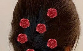 Red pink rose hair clip set - €8,74 EUR