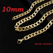 8PK - New 24&quot; True Gold Men&#39;s 10mm Stainless Steel Chain Link Necklace - £109.04 GBP