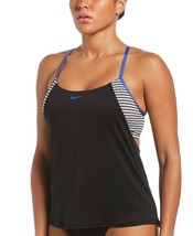 MSRP $64 Nike Micro-Stripe Layered Tankini Top Swimsuit Black Size XS - £22.98 GBP