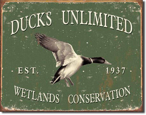Primary image for Ducks Unlimited Wetlands Conservation Est. 1937 Rustic Hunting Nature Metal Sign