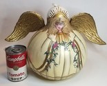 Gourd Art Hand Painted ANGEL Applied Wings Large Artist Signed 95 Primit... - $59.35