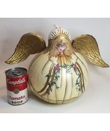 Gourd Art Hand Painted ANGEL Applied Wings Large Artist Signed 95 Primit... - £46.70 GBP