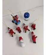 Lot Of (8) Vintage Santas Helpers With Toys Hanging Ornaments 1-2&quot; - $34.55 CAD