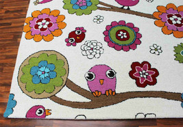 New Rug USA 5&#39;x8&#39; Owl White Kids Girls Handmade Tufted 100% Woolen Rugs &amp; Carpet - £138.77 GBP