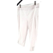 New JM Collection Pants White Stretch Capri Cropped Crystal Cutout Summer Jeans - £18.38 GBP
