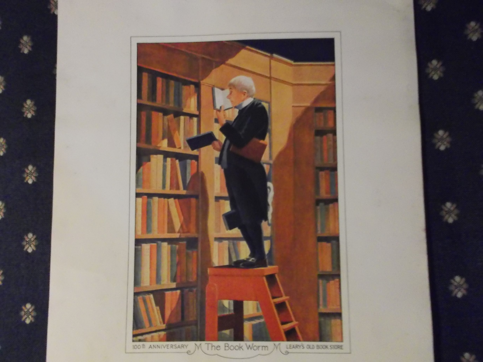 Primary image for Leary's Old Book Store, 100th Anniversary, The Book Worm Print circa 1950