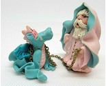 Miniature Wizard with Dragon on Leash Figures Figurines Signed on Bottom  - $22.00