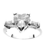 Ladies Russian CZ Sterling Silver Heart Ring - £31.45 GBP