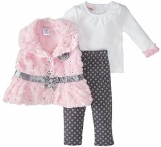  Little Lass Infant Toddler Girl&#39;s Jacket Top Pant Size  24M  or 3T NWT  Pink  - £23.94 GBP