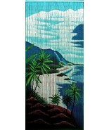 Natural Bamboo Beaded Curtain Tropical Cliffs Scene Beads Window Doors D... - $73.26