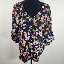 CAbi Medium Charm Blouse Style 3695 Black Floral Print Dolman Top Blouse... - $14.46
