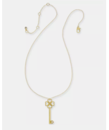 new KATE SPADE gold tone PAVE KEY PENDANT necklace Lock and Spade chain ... - £51.35 GBP